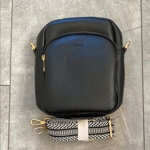 Black Crossbody Bag With Guitar Strap